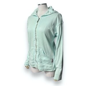 HARD TAIL Vibe Chaser Thin Ribbed Full Zip Hoodie Aqua